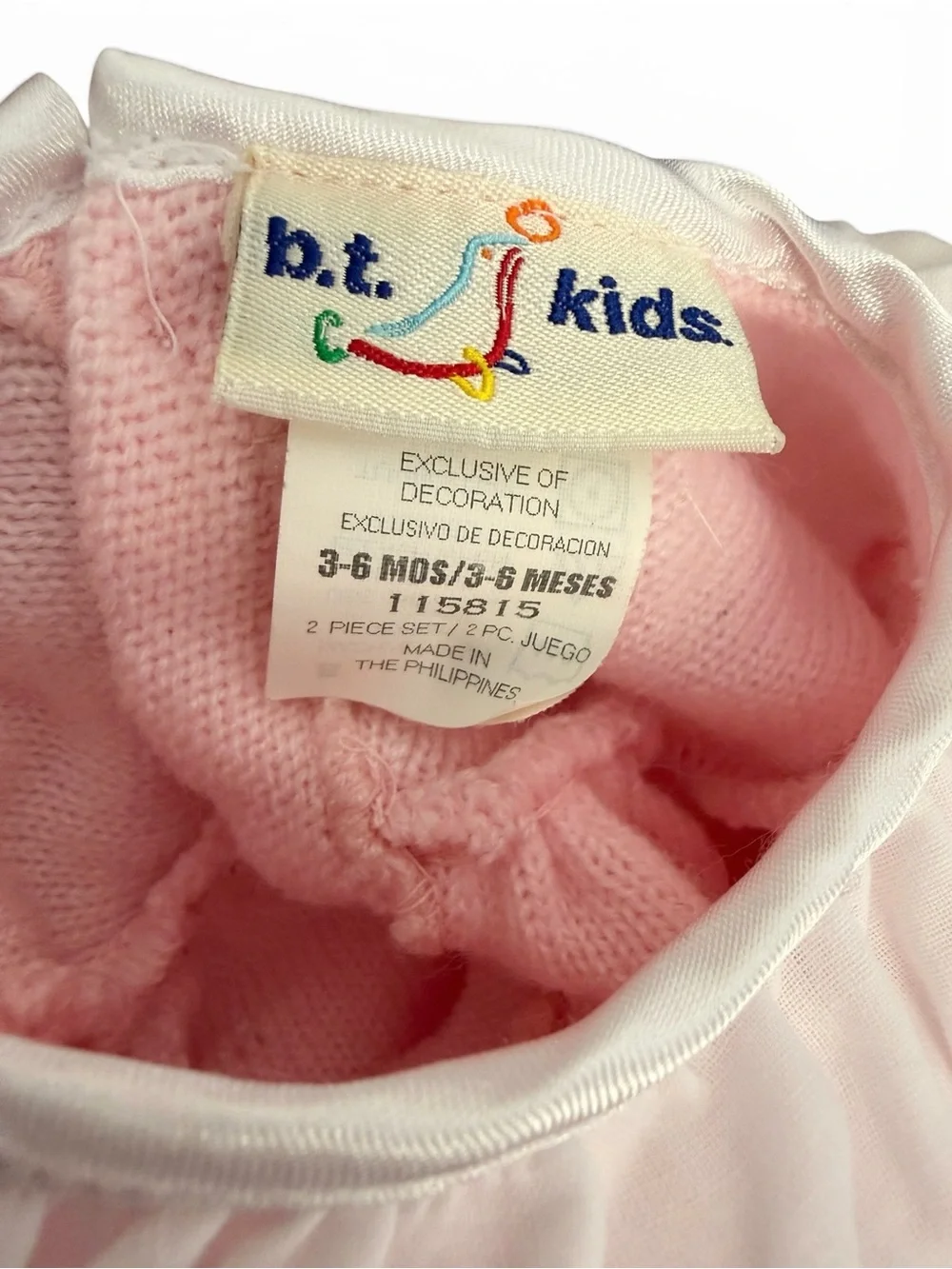 b.t. kids Pink Heirloom Knit Romper 3-6M Lace Collar Smocked Baby Bubble Outfit - Picture 5 of 6